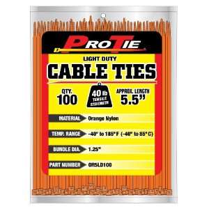Pro Tie OR5LD100 5.5 Inch Orange Light Duty Color Cable Tie, Orange 