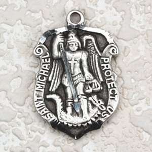  Antique Silver St Michael Christian Medal Charm Pendant 