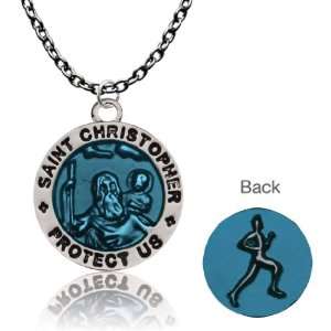  Runners St. Christopher Necklace   Blue