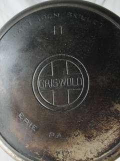 GRISWOLD NO.11 CAST IRON SKILLET FRYING PAN 717 W/SMOKE RING  