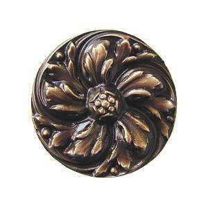  Chrysanthemum Cabinet Knob, Antique Solid Bronze