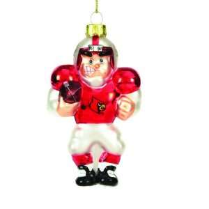  Louisville Glass Football Player Ornament (Set of 3 