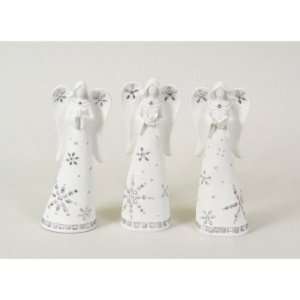  Set of 3 Snow Drift White Embellished Angel Table Top 