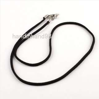 16/18/23 Black Velvet Cords with lobster clasps Charm Flat Necklace 