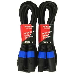  New Set of Two 15 Pro Audio Speaker Cables Male Speakon 