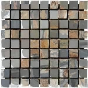  Montego Sela 1x1 Multi Classic Slate Tumbled Mosaic Tile 