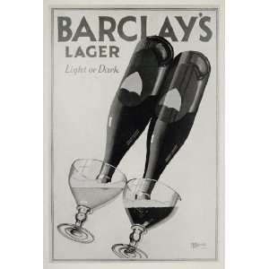  1928 Barclays Lager Light Dark Beer F. C. Harrison Ad 