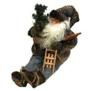    New Woodland Sitting Santa with Snowshoes and Sled