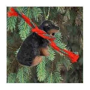  Dachshund Miniature Dog Ornament   Longhair   Black & Tan 