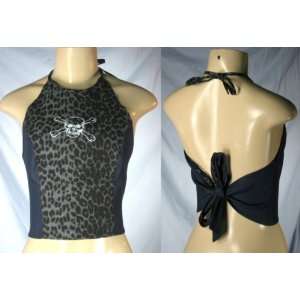  Skully Leopard Halter Top 