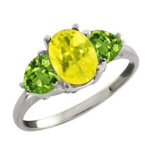 56 Ct Oval Canary Mystic Topaz and Green Peridot Sterling Silver 