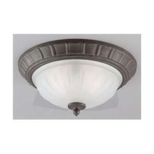   Bronze Single Light Ceiling Fixture Featuring Frosted Skipped Fluted G