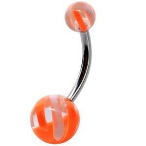  Funky Orange Club Crazy UV Acrylic Belly Button Ring 
