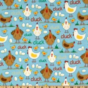   On The Farm Cluck Cluck Blue Fabric By The Yard Arts, Crafts & Sewing