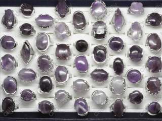   jewelry lots mix 25 amethyst stone silver P Rings  CST16