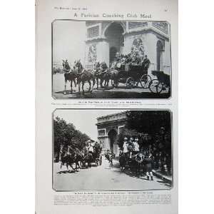  1908 Paris Coach Club Arc Triomphe Bois Boulogne Horses 