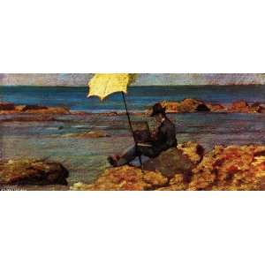   32 x 14 inches   Silvestro Lega painting by the s