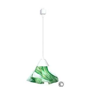 Radiance Lily Track Lighting Pendant with Kelly Green and White Shade 
