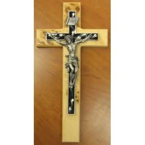 10 Birds Eye Crucifix (JC 7073 E) with Antique Silver Figure on Jet 