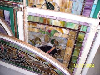 EARLY 1900s LOT of 15 STAINED GLASS PIECES WINDOWS TRANSOMS SHUTTER 