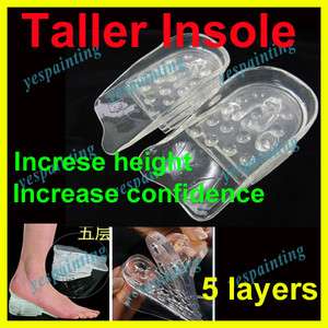   Taller Insole Silicone Gel Inserts Lift Shoe Pads Height Increase NEW