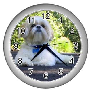 Shih Tzu Cute Dogs Wall Clock Silver GIFT DECOR COLLEC  