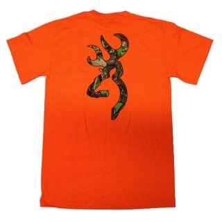   Orange Browning Camouflage Buckmark T Shirts   Logo Color Camo  