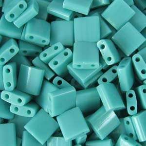  Miyuki Tila 2 Hole Square Beads 5mm Opaque Turquoise 