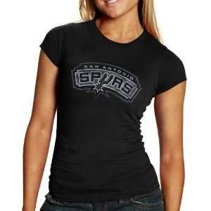 Sportiqe San Antonio Spurs Ladies Vintage Primary Logo T shirt   Black 