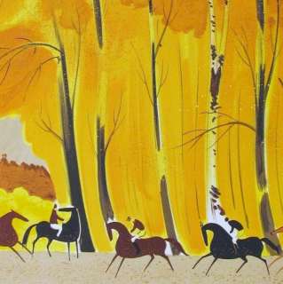 Eyvind Earle Style Horse Riders Colorful ART LIQUIDATOR  