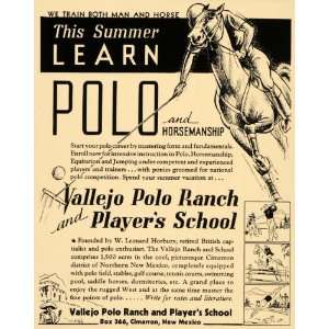  1937 Ad Polo Vallejo Ranch Cimarron New Mexico Horse NM 