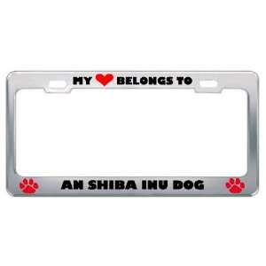 My Heart Belongs To An Shiba Inu Dog Animals Pets Metal License Plate 