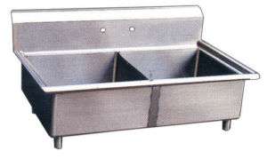 18x18x11 Stainless Steel Two Tub Compartment Pot Sink  