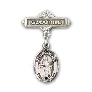   Baby Badge with St. Brendan the Navigator Charm and Godchild Badge Pin