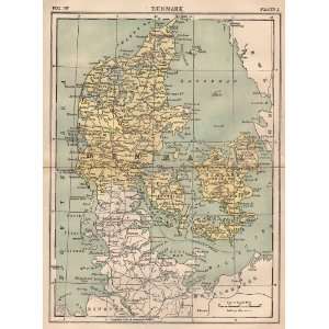  1884 Antique Map of Denmark from Encyclopedia Britannica 