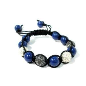 Shamballa Macrame Bracelet with Four 12mm Paves Silver Crystal and 