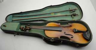 Vintage Conservatori Violin Fiddle 2 Bows and Case  