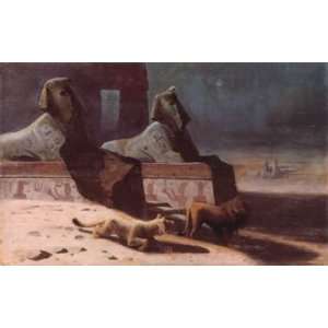  12X16 inch Wertheimer Gustave Lions et Sphinx Canvas Art 