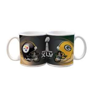  NFL Super Bowl XLV Dueling 2 Pack 11 Ounce Mug, White 