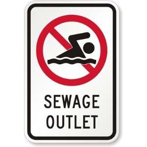  Sewage Outlet (With Graphic) Diamond Grade Sign, 18 x 12 