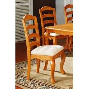   of 2 Country Style Light Oak Finish Dining Chairs Furniture & Decor