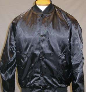 Black Satin Jacket w/Chenille Lost in the 50s Very Hip  