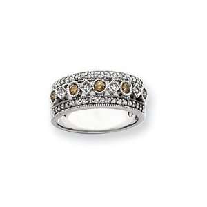   14k White Gold White and Champagne Diamond Ring   JewelryWeb Jewelry