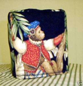 Monkey Copacabana Toile Fabric Tissue Box Cover  