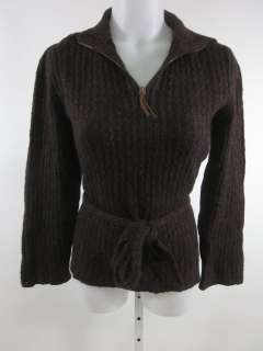 LES COPAINS Brown Waist Tie Long Sleeve Sweater Sz 40  