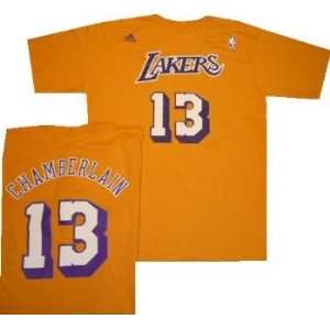  Los Angeles Lakers Wilt Chamberlain Gold Throwback T Shirt 