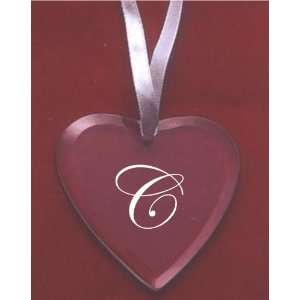  Glass Heart Ornament with the letter C 