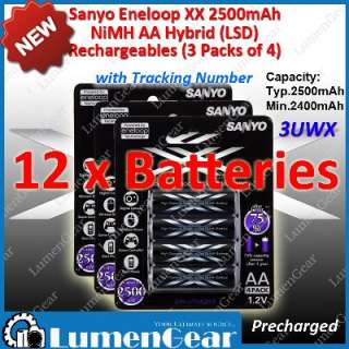 Tracking 12pcs Sanyo XX Eneloop AA 2500mAh Double X Rechargeable 