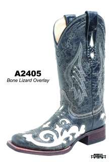 Corral Womens Genuine Lizard/Leather Boots Black/Bone A2405 All Sizes 