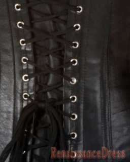 Black Leather Corset Overbust Waist Cincher Bustier  
